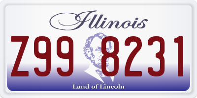 IL license plate Z998231