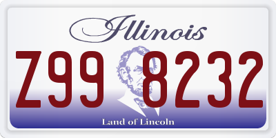 IL license plate Z998232
