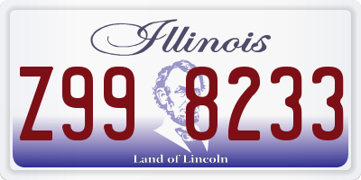 IL license plate Z998233