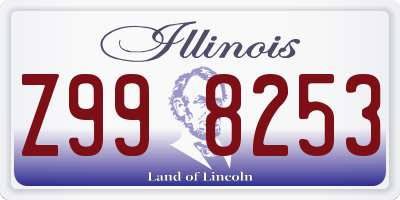 IL license plate Z998253