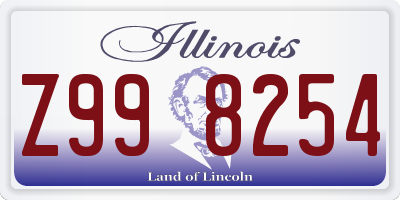 IL license plate Z998254