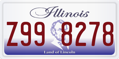 IL license plate Z998278