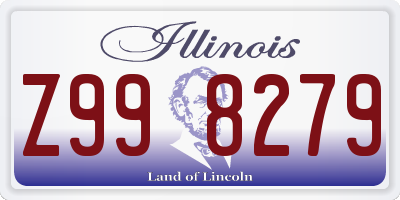 IL license plate Z998279