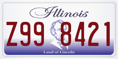 IL license plate Z998421