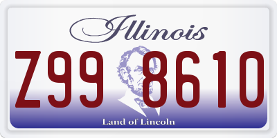 IL license plate Z998610