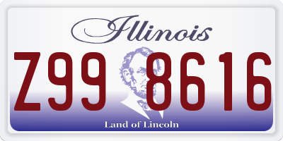 IL license plate Z998616