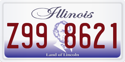 IL license plate Z998621