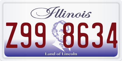 IL license plate Z998634