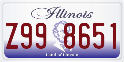 IL license plate Z998651