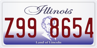 IL license plate Z998654