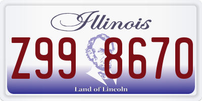 IL license plate Z998670