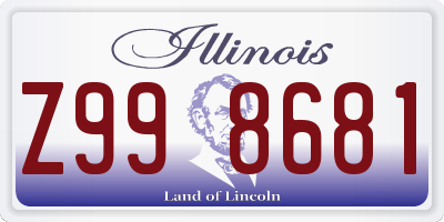 IL license plate Z998681