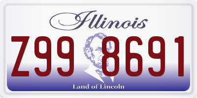 IL license plate Z998691