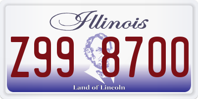 IL license plate Z998700