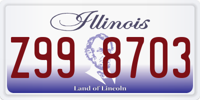 IL license plate Z998703