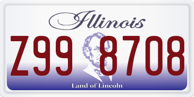 IL license plate Z998708