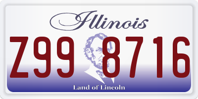 IL license plate Z998716