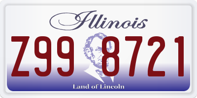 IL license plate Z998721