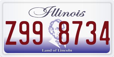 IL license plate Z998734