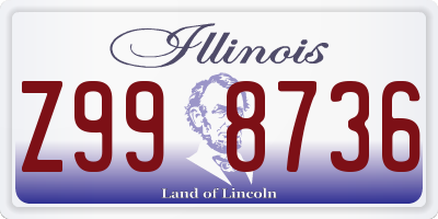 IL license plate Z998736