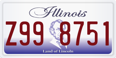 IL license plate Z998751