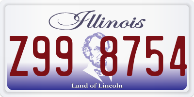 IL license plate Z998754