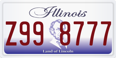 IL license plate Z998777