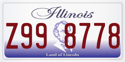 IL license plate Z998778