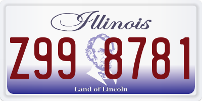 IL license plate Z998781