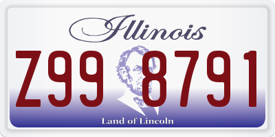 IL license plate Z998791