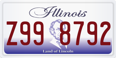 IL license plate Z998792