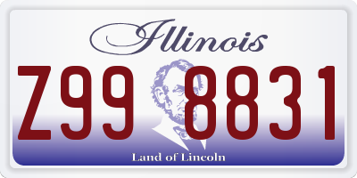 IL license plate Z998831