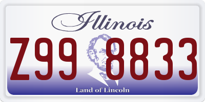 IL license plate Z998833