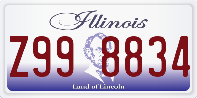 IL license plate Z998834