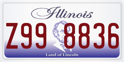 IL license plate Z998836