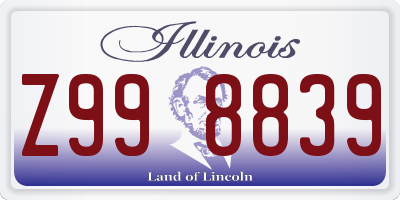 IL license plate Z998839