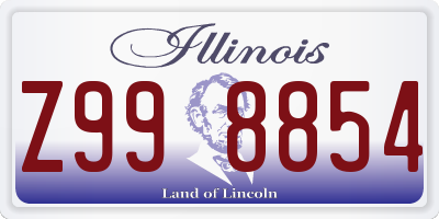 IL license plate Z998854