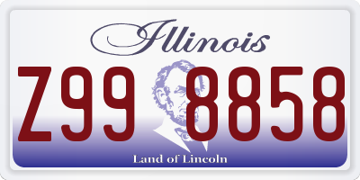 IL license plate Z998858