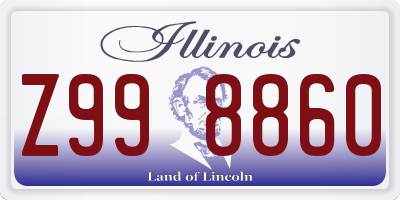 IL license plate Z998860