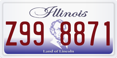 IL license plate Z998871