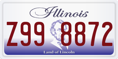 IL license plate Z998872