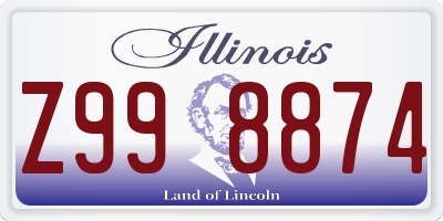 IL license plate Z998874