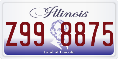 IL license plate Z998875