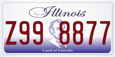 IL license plate Z998877