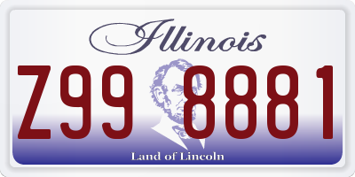IL license plate Z998881