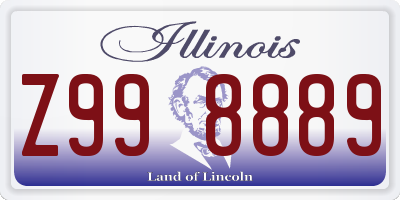 IL license plate Z998889