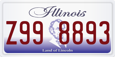 IL license plate Z998893