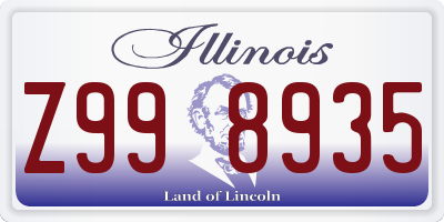 IL license plate Z998935