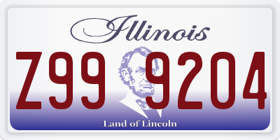 IL license plate Z999204