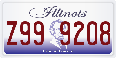 IL license plate Z999208